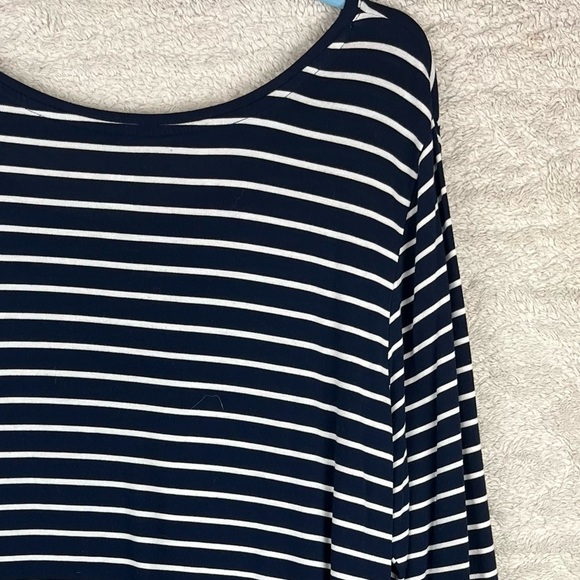 GAP Luxe Navy Striped Nautical Crew Neck Long Sleeve Size Large Preppy Prep - Picture 4 of 13